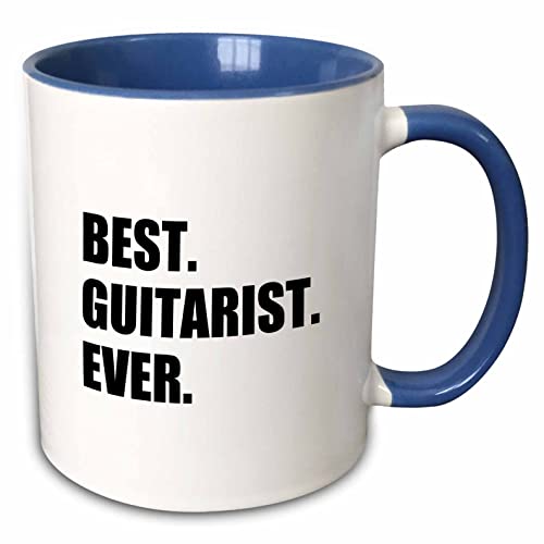 3dRose Best Guitarist Ever - fun gift for talented 15oz Two-Tone Blue Mug