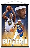 NBA Golden State Warriors - Jimmy Butler 25 Wall Poster with Magnetic Frame, 34L" x 22.4W", Print and Black Hanger Bundle