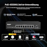 MokerLink 8 Port 2.5 Gigabit PoE Switch mit 10G SFP, 8 x 2.5G Ethernet Ports, 8 Port PoE IEEE802.3af/at, 120W, kompatibel mit 10/100/1000Mbps, Unmanaged Fanless Wall Mountable Network Switch – Ansicht 3