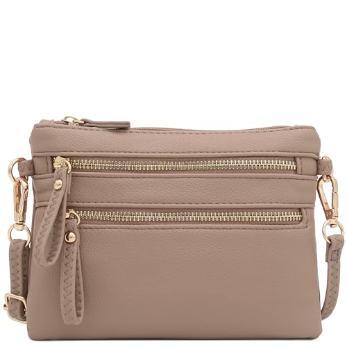 Image of FashionPuzzle Multi Zipper Pocket Small Wristlet Crossbody Bag
