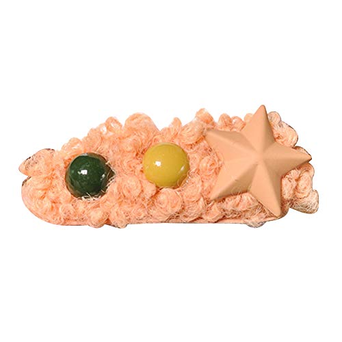 FafSgwq Winter Candy Color Ball Star Woolen Hairpin Women Side Bangs Hair Clip Gift Orange