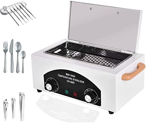 High Temperature Metal Cabinet with Timer Dry Heat Sterilizer, 2.2L Mini Sterilizers Box High Temperature Autoclave Machine Hot Air Sterilizing Cabinet for Sundry Beauty Hair Nail Metal Tools