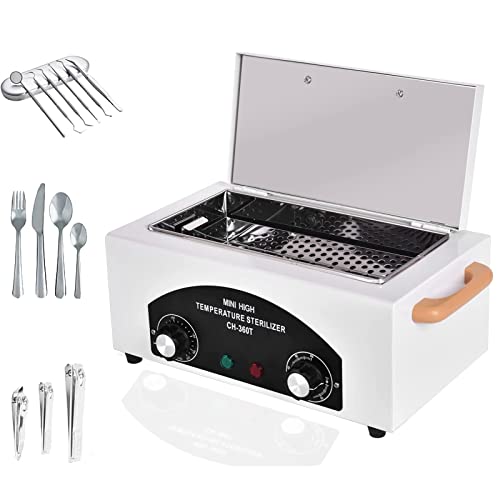 High Temperature Metal Cabinet with Timer Dry Heat Sterilizer, 2.2L Mini Sterilizers Box High Temperature Autoclave Machine Hot Air Sterilizing Cabinet for Sundry Beauty Hair Nail Metal Tools