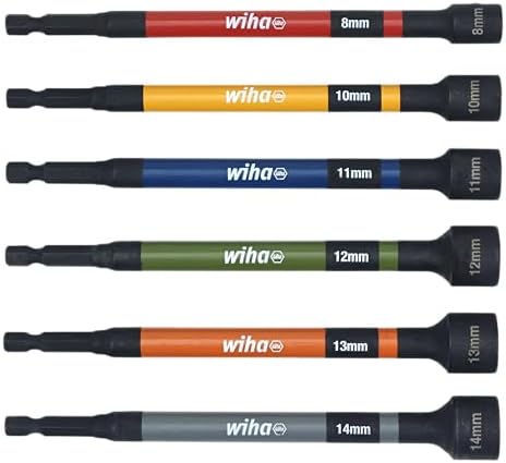 Wiha 70487 6 Piece Color Coded Magnetic Nut Setter Metric Set
