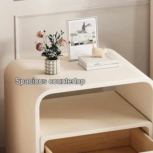 Yajuer White Nightstand Set Of 2, Small Wood Bedside Tables with Storage Drawers, Modern Nightstand, Small Night Stands for Bedrooms Hallway Nursery(Khaki)
