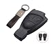Coque Clé Télécommande Plip 3 Boutonsr Mercedes Benz Classe B C e CLK SLK (sans Logo) avec Porte-Clés en Cuir KASER