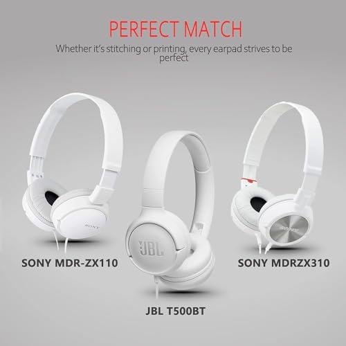 Image of Street27 Earpad Cushion Compatible with JBL C300SI, T250SI, T450, T460BT, T600, T500BT, 520BT Headphones, Frog Leather & Soft Memory Foam 70mm Ear Pads Cushions (White)