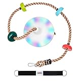 Outdoor&Indoor Swings with Lamp- Kids Tree Swing Climbing Rope with Foot Hold Platforms,Disc Tree Swing Seat,and Hanging Kit - Rope Swing