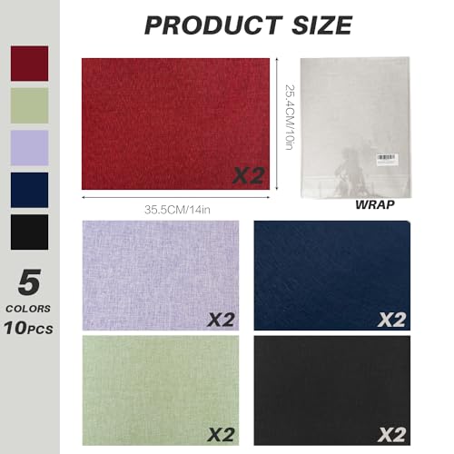 Kreapa 10 peças (5 cores) pano de encadernação de 10 x 14 polegadas, superfície de tecido, pano de e