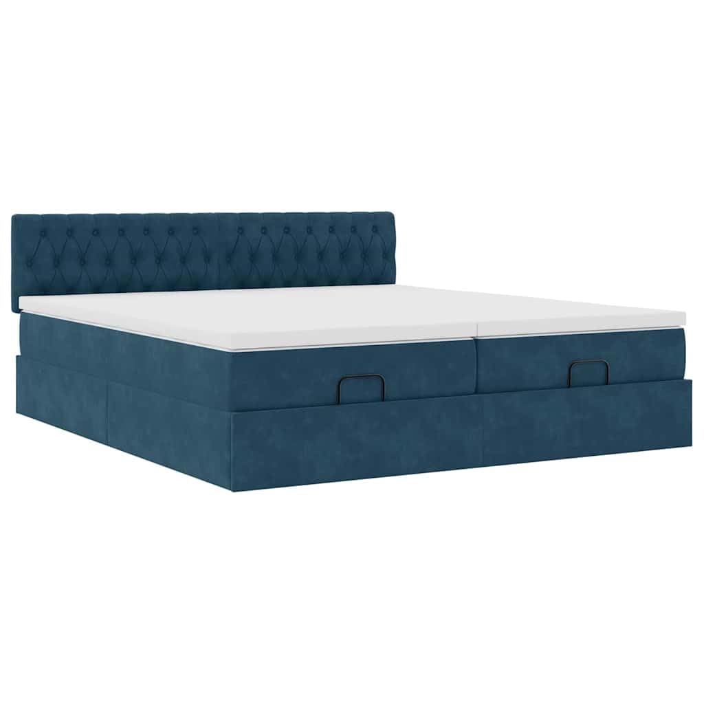 Velluto blu con molle insacchettate contenitore matrimoniale 180x200 cm