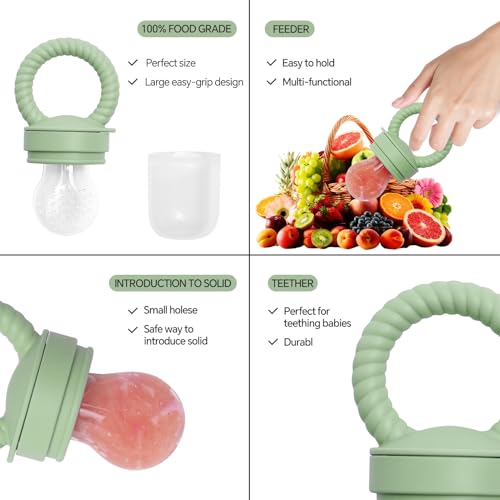 Silicone Baby Feeding Set, 15pcs Baby Led Weaning Feeding Supplies for Toddlers, Bowls and Plates with Suction, Silicone Bib,Toddler Spoons and Fork, Toddler Cups, Fruit Feeder & Freezer Tray. (GREEN) by useho - Image 3