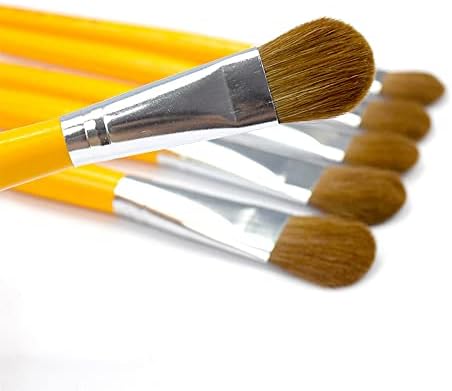 CENPEK 6Pcs Weasel Hair Long Handle Filbert Paint Brush Set for Acrylic, Oil, Gouche and Watercolor Painting