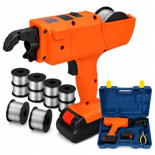 Image of 8-34mm Automatic Rebar Tying Tool, Rechargeable Handheld Rebar Tier | Includes two 12V 4500mAh batteries; completes a tie in 0.8 seconds and supports up to 3000 knots per full charge.