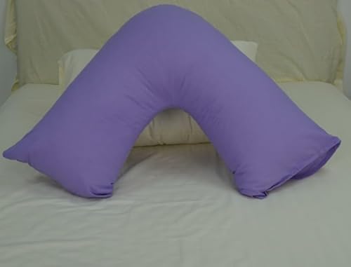 Arlinens Purple V Pillow With Pillowcase - Orthopedic V Pillow For Neck, Back, Pregnancy & Nursing Support Pillow-With Polycotton Pillowcase Standard Size 74 X 34Cm (Purple)