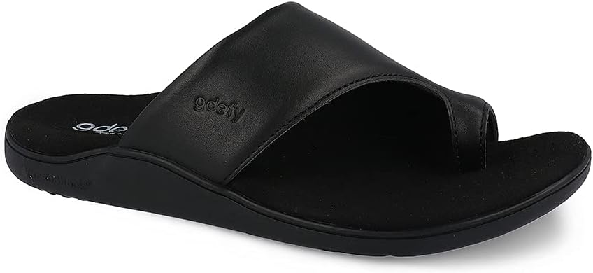 Gravity Defyer Womens GDEFY Etztal Leather Fashion Sandal - VersoShock Proven Performance Orthotic Slides