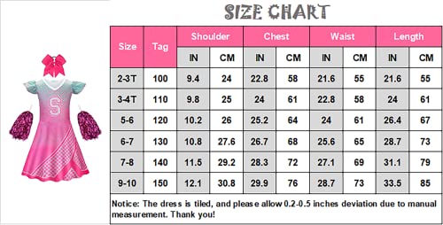 Uplus Me Zombies Cheerleader Costume For Girls Toddler Kids Cheerleading Outfit Cheer Uniform Halloween Party Dress Up (2-3T/100) #TOP6