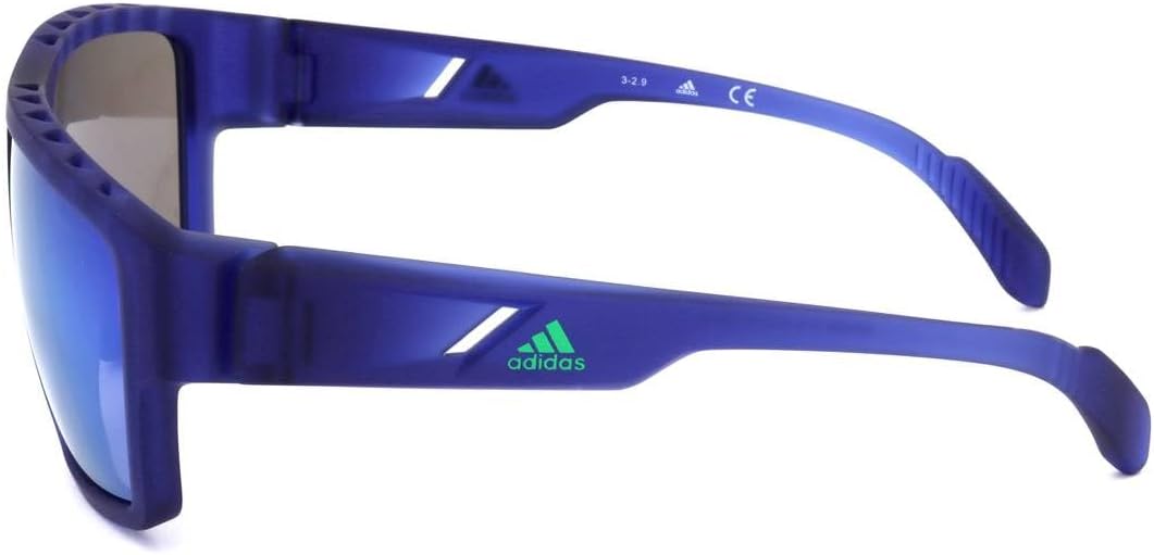Adidas SP0008 91Q Sunglasses Men's Matte Blue/Green Mirror Lens Rectangular 61mm