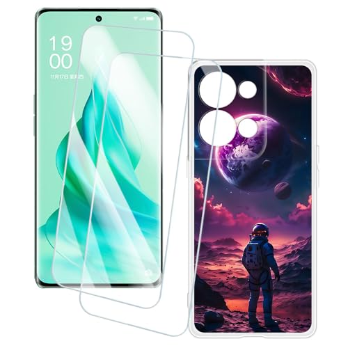 OAGELIM 2�Z�b�g �X�N���[���v���e�N�^�[ + �P�[�X OPPO Reno 9 Pro+ (6.7 �C���`) �Ƃ̌݊������� �A�[�e�B�X�e�B�b�N�J�X�^���v�����g�J�o�[�Ƌ����K���X�t�B���� �X�N���b�`�h�~ (�F����s�m)