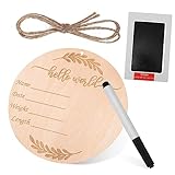 Abaodam Panneau Dannonce De Naissance Carte De Bébé Souvenir En Bois Avec Tampon Encreur Pour Photo