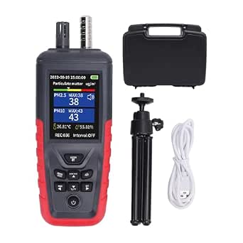 Handheld Air Dust Particle Counter with LCD Display, Temperature & Humidity Monitor, Rechargeable Battery