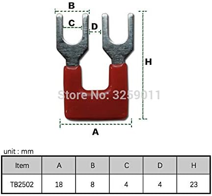Davitu 50PCS TB2502 2 Positions 25A Wire Connector Pre Insulated Fork Type Barrier Spades Terminal Strip Jumper Block red - (Color: Red)