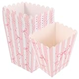LIFKOME 30個入り リボン付き紙製ポップコーンバッグ ストライプ柄 パーティー用お菓子容器 キャンディボックス フライドポテトボックス 映画鑑賞会 誕生日 結婚式 ベビーシャワー