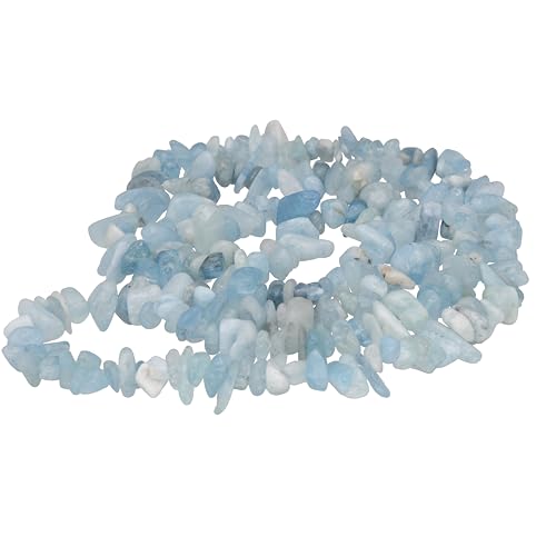 Lebensquelle Plus Splitterkette | Endlos ohne Verschluss | 80-90 cm lang | Edelstein Splitter Kette (Aquamarin)