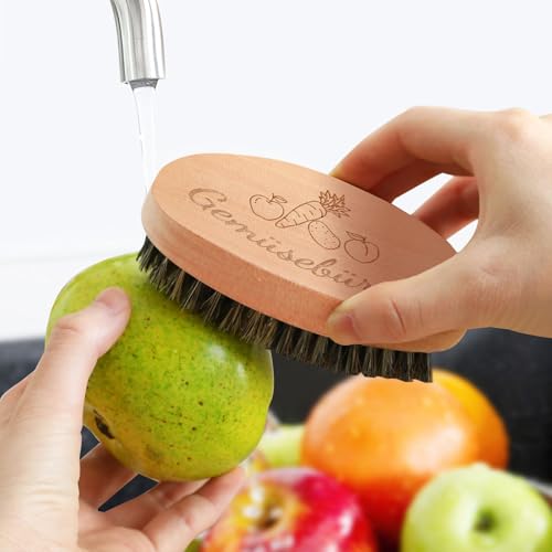 SEPGLITTER Gemüsebürste, 11 * 6cm Spülbürste Holz Gemüsebürste Holz für Kartoffeln Karotten Obst, Küchenbürste aus für Gemüse und Obst