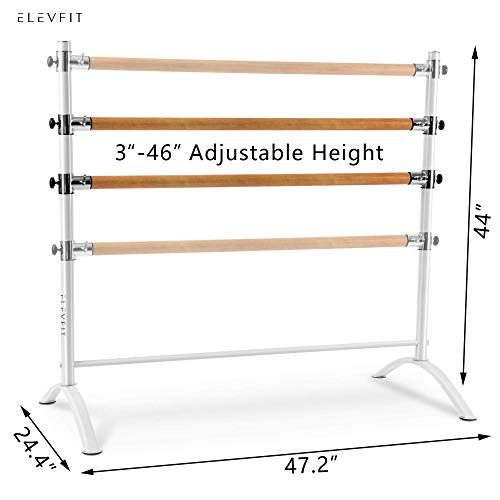ElevFit Ballet Bar for Home Workout - Portable Ballet Barre for Home Adult Double Free Standing Ballet Barre Portable Barre Bar for Home Workout Ballet Bar Kids Dance Barre for Home 100% Real Wood