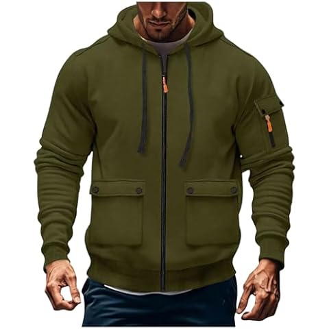 Work Hoodies for Men Zip Up,Fleece Lined Jumpers Mens Cargo Military Hooded Sweatshirt Tactical Pullover Sweater Tops Winter Gym Sports Outfits Hoody Essentials Hoodies Cover