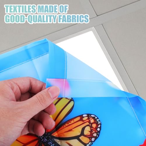 Image of 4pcs Fluorescent Light Covers for Ceiling Lights, 47x23.6 Inch Floral Magnetic Drop Ceiling Light Filters 4 Styles Flowers and Butterflies Fabric Overhead Lamp Cover for Classroom, Home, Office