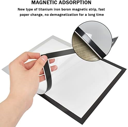 CENBEN 10 Pcs A4 Magnetic Display Frame,A4 Magnetic Photo Pouch,Info Frame Self Adhesive Display Frame Waterproof Magnetic Frame Window Sign Holder Document Frame for Documents,with Sliver Border