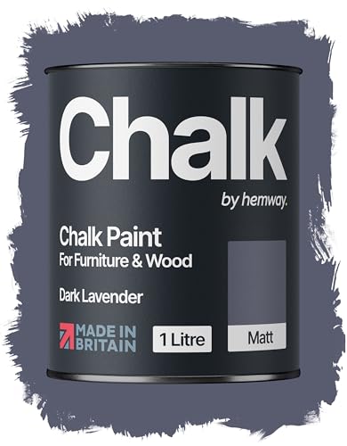 Hemway Chalk Paint Dark Lavender Purple Furniture Paint 1L, Matt Finish Shabby Chic, Chalk Furniture & Walls, Quick Dry & 1 Coat