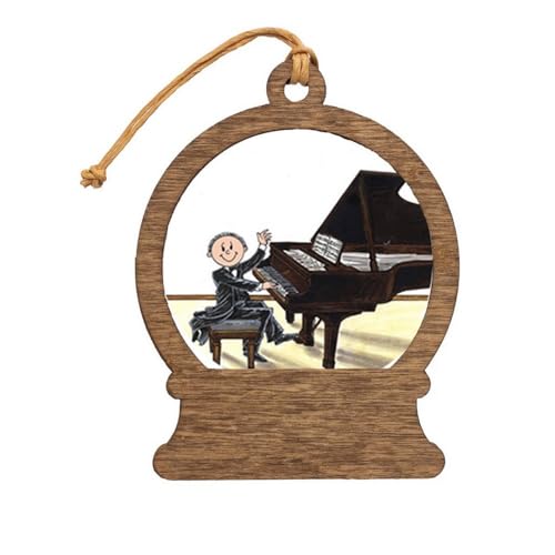 PrintedPerfection.com Personalized Piano Player - Male Wooden Snow Globe Shaped Christmas Ornament
