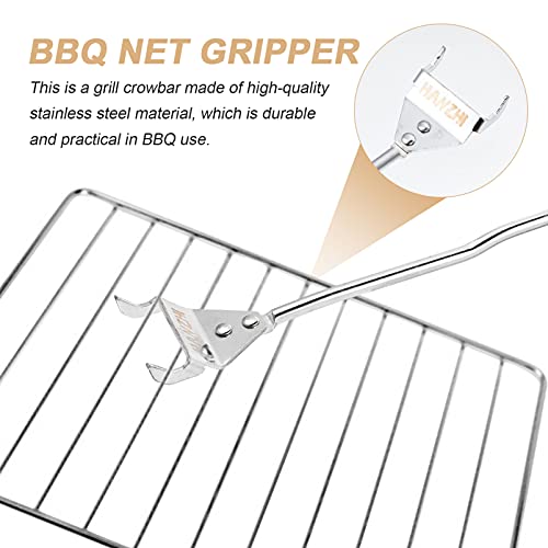Yardwe Bbq Grill Plate Gripper Grill Grate Lifter 2Pcs Grill Grate Gripper Cooking Grid Lifter Grill Grate Lifter Gripper Metal Grill Gripper Hot Plate Gripper #TOP5