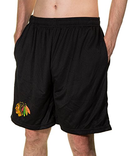 Calhoun NHL Men's Team Logo Air Mesh Shorts (Chicago Blackhawks, Large)
