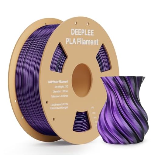 DEEPLEE Silk PLA 3D Printer Filament 1.75mm 1kg, Silk Dual Color Black Purple PLA, Dimensional Accuracy +/-0.02mm, Smooth & Shiny Texture, Multi Color 3D Printing Filament