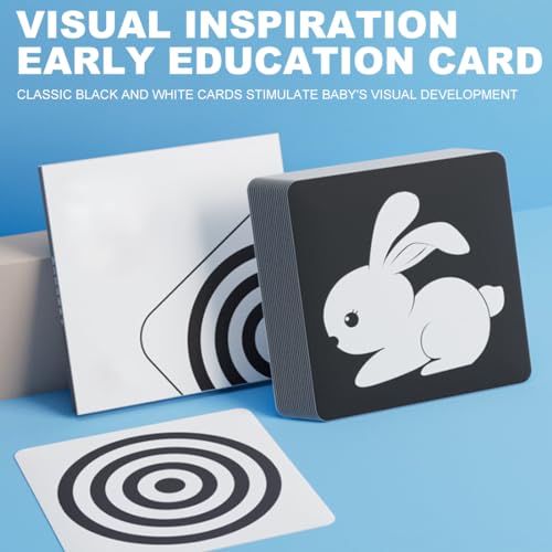 WMUVAZA 1 conjunto de 20 peças cartões Flashcards bebés, brancos e pretos comparados cartões, Flashcards cartões brinquedos bebés, para estimulação visual do bebé, branco e preto