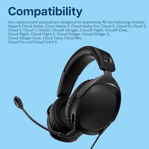 Zapasowe Nausznik do HyperX Cloud Stinger/Cloud Flight/CloudX/Cloud II/Cloud III/Cloud Alpha/Cloud Core/Mix Słuchawek od MMOBIEL - Chłodząco-żelowych Poduszka Uszu – Czarny