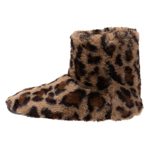 Mianshe Leopard Printed Women's And Men's Booties Slippers Socks Memory Foam House Shoes Indoor Soft Sole 6-8 Women/4-6 Men #TOP4