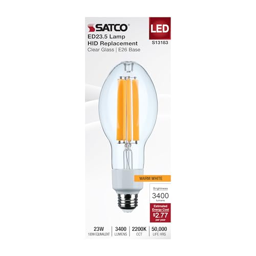 Satco S13183 ED23.5 LED HID-Replacement Lamp, Range Voltage 120-277V, Ballast Bypass Type B, 2200K, Clear (Pack of 1) by Satco - Used condition - Image 3