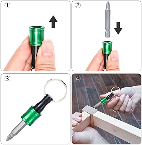 6 Pieces 1/4 Inch Hex Shank Keychain Extension Bar Aluminum Alloy Screwdriver Bits Holder Set Portable Drill Screw Adapter Quick Release Extension Bar for Drill Bits, Screwdrivers