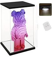 NONEMEY Duidelijke Acryl Vitrine met Afstandsbediening Licht voor Bearbrick, Stofdicht Model Showc...
