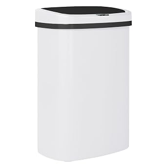NChanmar 13 Gallon Kitchen Trash Can Mute Anti-Fingerprint Motion Sensor Bathroom Trash Can with Lid 49 Liter Waste Bin Motion-Sensor Wastebasket for Home Office Indoor use,White