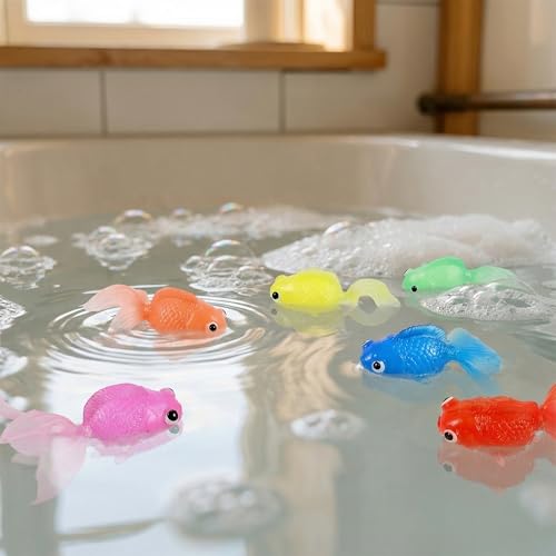 Miniatura 6 de Toyandona 2 Juegos Para Niños De Juguete De Baño De Pesca Peces De Colores Artificiales De Acuario Peces Flotantes Falsos Con Red De Aterrizaje Para Niños Pequeños Piscina Playa Fiesta