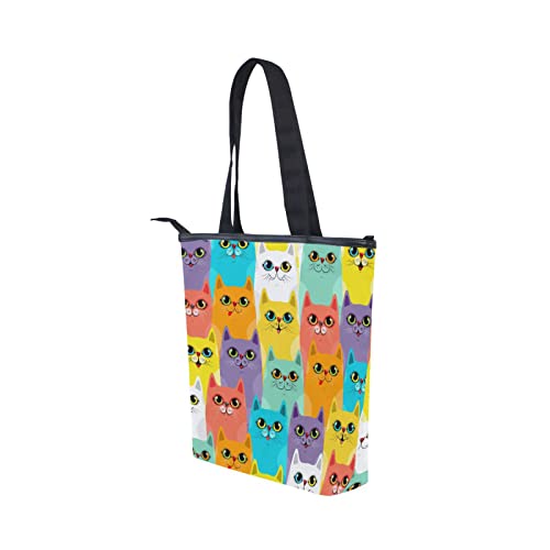 Canvas Tote Bag for Women with Zipper,Lady Tote Bag Canvas Tote Purse Canvas Handbag for Work Travel 6