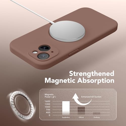 Image of Magnetic for iPhone 14 Case, Compatible with MagSafe, [Full Camera Protection][Screen Protector] Silicone Shockproof Protective Phone Case for iPhone 14 6.1 inch, Brown