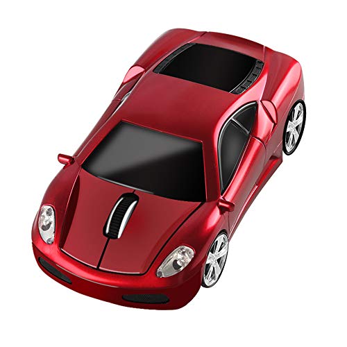 Elec Space Car Wireless Mouse, 2.4Ghz Cool Sport Car Shape Wireless Mouse Optical Cordless Mice With Usb Receiver For Pc Laptop Computer Notebook 1600 Dpi (Red) #TOP4