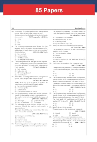 Image of 85 Topic-wise 2026 - 2010 SSC English Previous Year Question Bank - CGL (Tier I & II), CHSL (Tier I & II), MTS, CPO & Stenographer 8th Edition