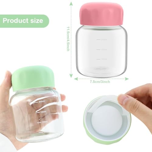 Image of Baby Milk Bottle 300ml Glass Water Bottle with Lid - Leakproof BPA-Free Juice & Tea Bottle with Measurement Markings & Rope Handle Reusable Juice, Tea & Water Bottle for Office